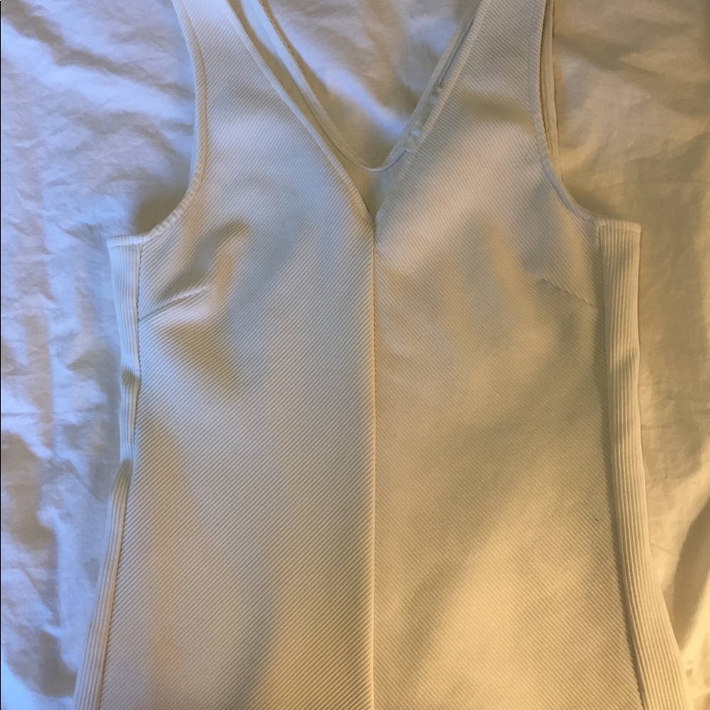 Ribbed White Fitted Tank Top XS